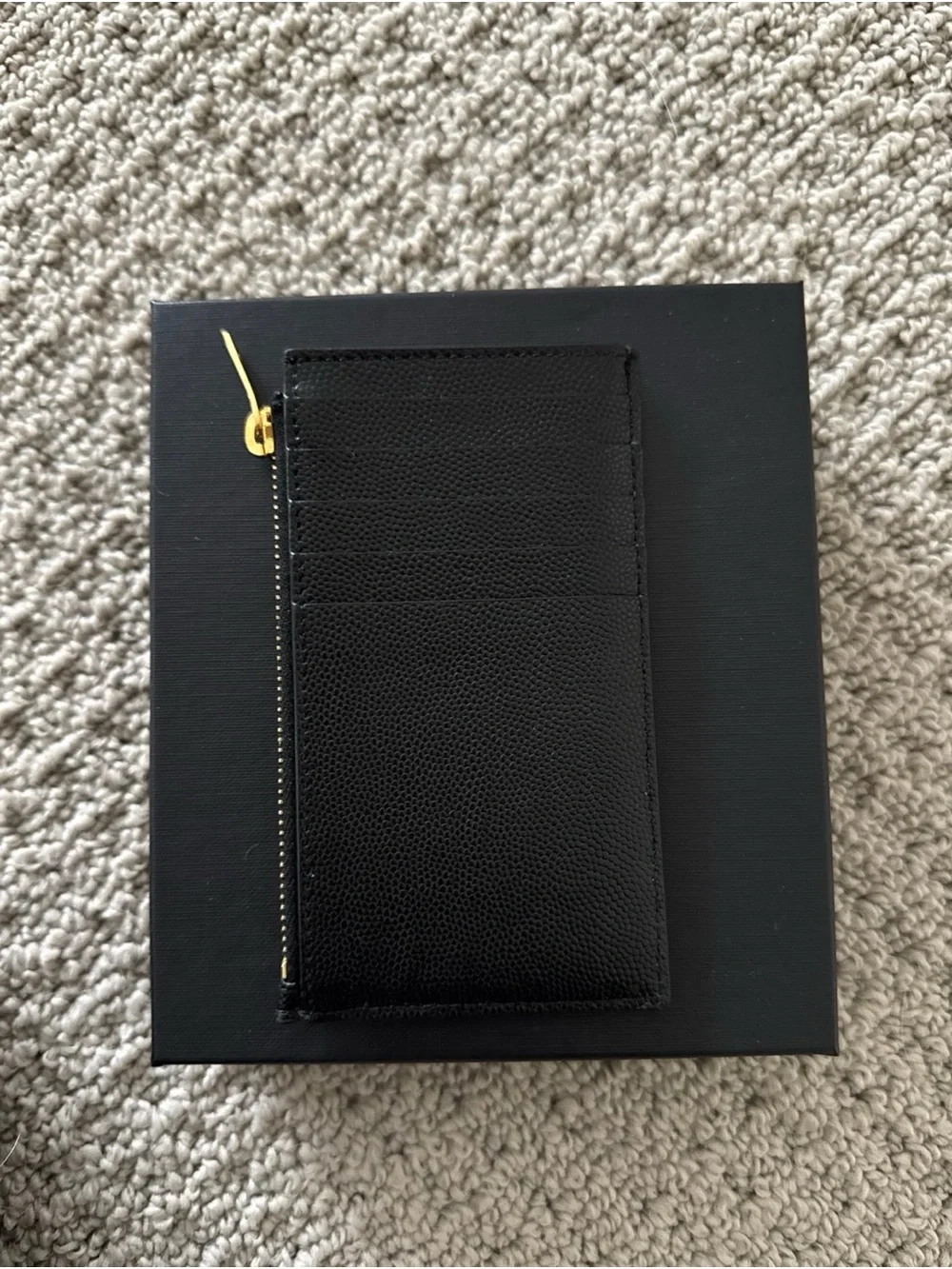 Saint Laurent Black Chevron Quilted Card Holder with Gold YSL Logo - Picture 4 of 5